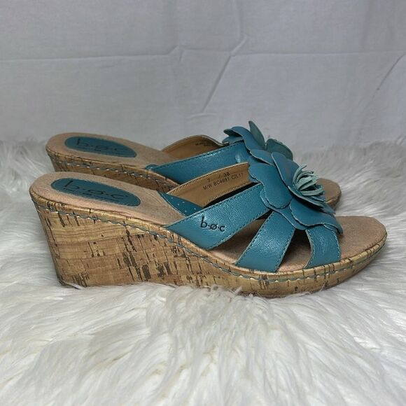 Born BOC Concept Blue Floral Trim Cork Wege Sandals Sz 7 - Picture 4 of 6